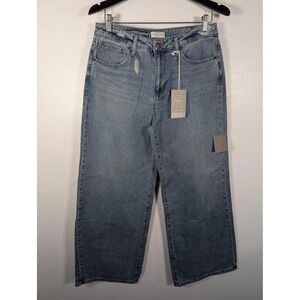 Oliver Logan Jeans Womens 4/27 Blue Madison Wide Leg High Rise Distressed Denim